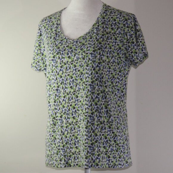 Croft & Borrow Multicolor Short-Sleeve V-Neck Pullover Classic Tee Size L C1273 - Picture 4 of 6